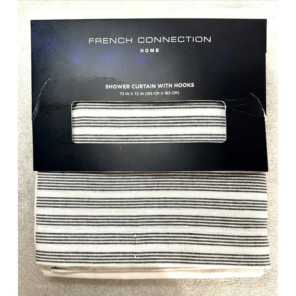 French Connection Home SHOWER CURTAIN With Hooks 72
